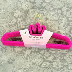 Juicy Couture Vibrant Pink Velvet Hangers with Crown Hook - Set of 12
